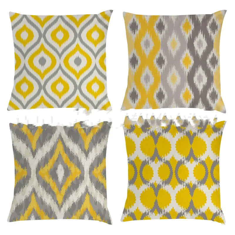 Hand-Painted Bee and Owl Linen Sofa Pillow Cases